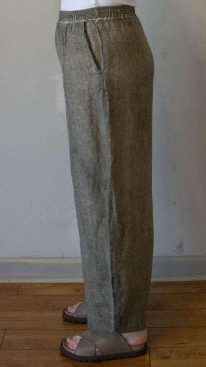 Linen Barrel Pant in Mineral
