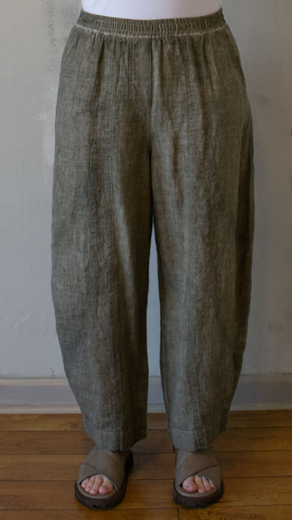 Linen Barrel Pant in Mineral