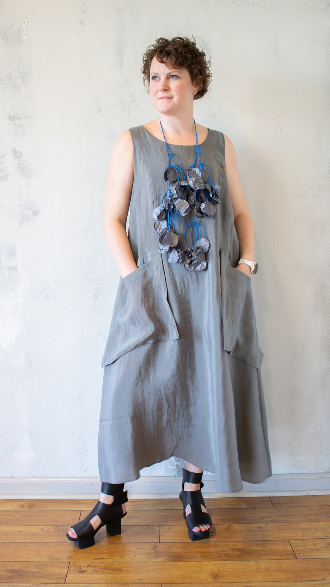 Patch Pocket Dress with Necklace