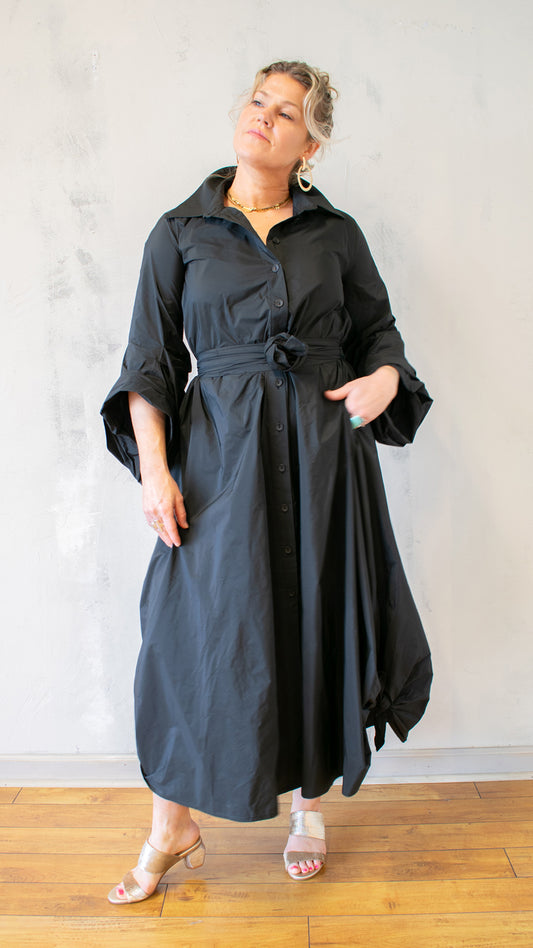 Taffeta Full Dress with Belt