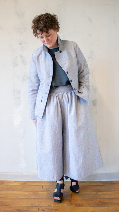 Raw-Edge Micro-Striped Jacket