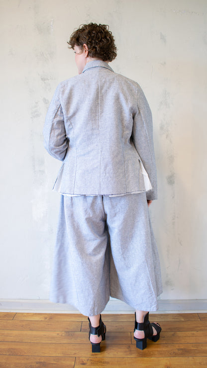 Raw-Edge Micro-Striped Jacket