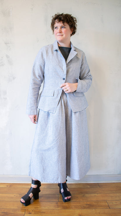 Raw-Edge Micro-Striped Jacket