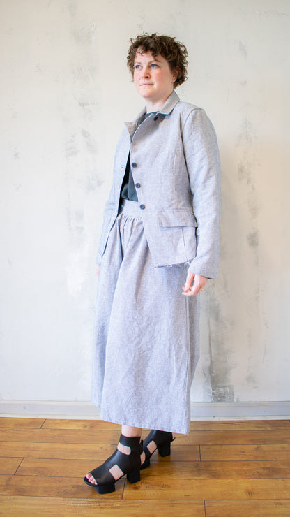 Raw-Edge Micro-Striped Jacket