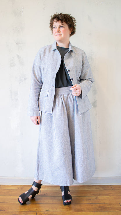 Raw-Edge Micro-Striped Jacket