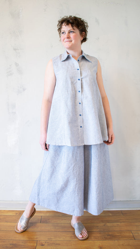 Micro-Striped Button-Up