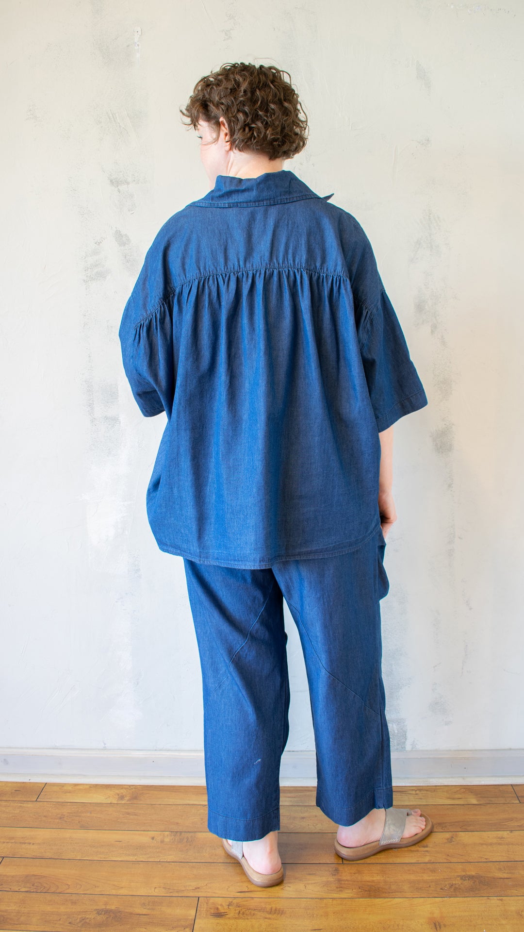 Cropped Hi-Lo Denim Shirt