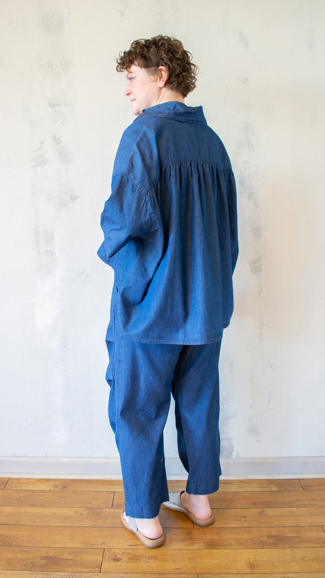 Cropped Hi-Lo Denim Shirt