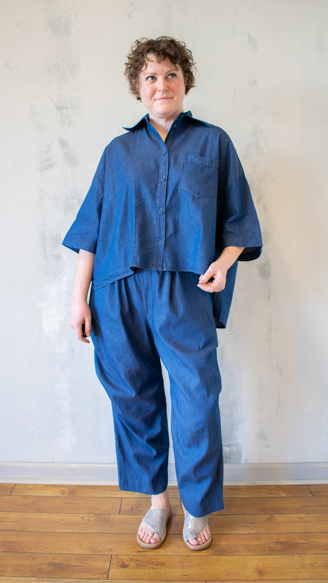 Cropped Hi-Lo Denim Shirt