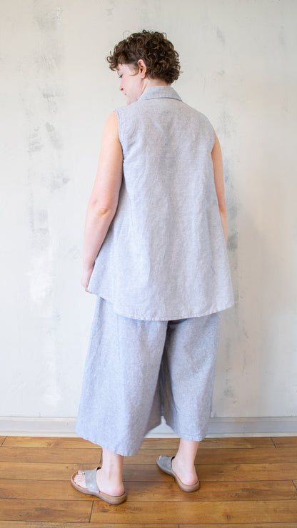 Micro-Striped Button-Up