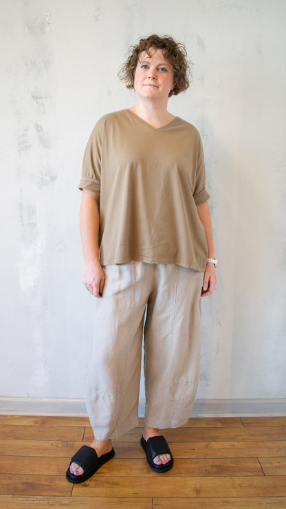 V-neck Cuffed Short Sleeve Top