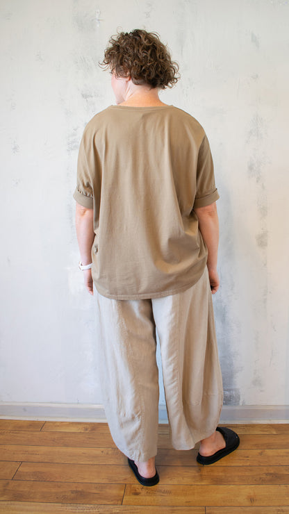 V-neck Cuffed Short Sleeve Top