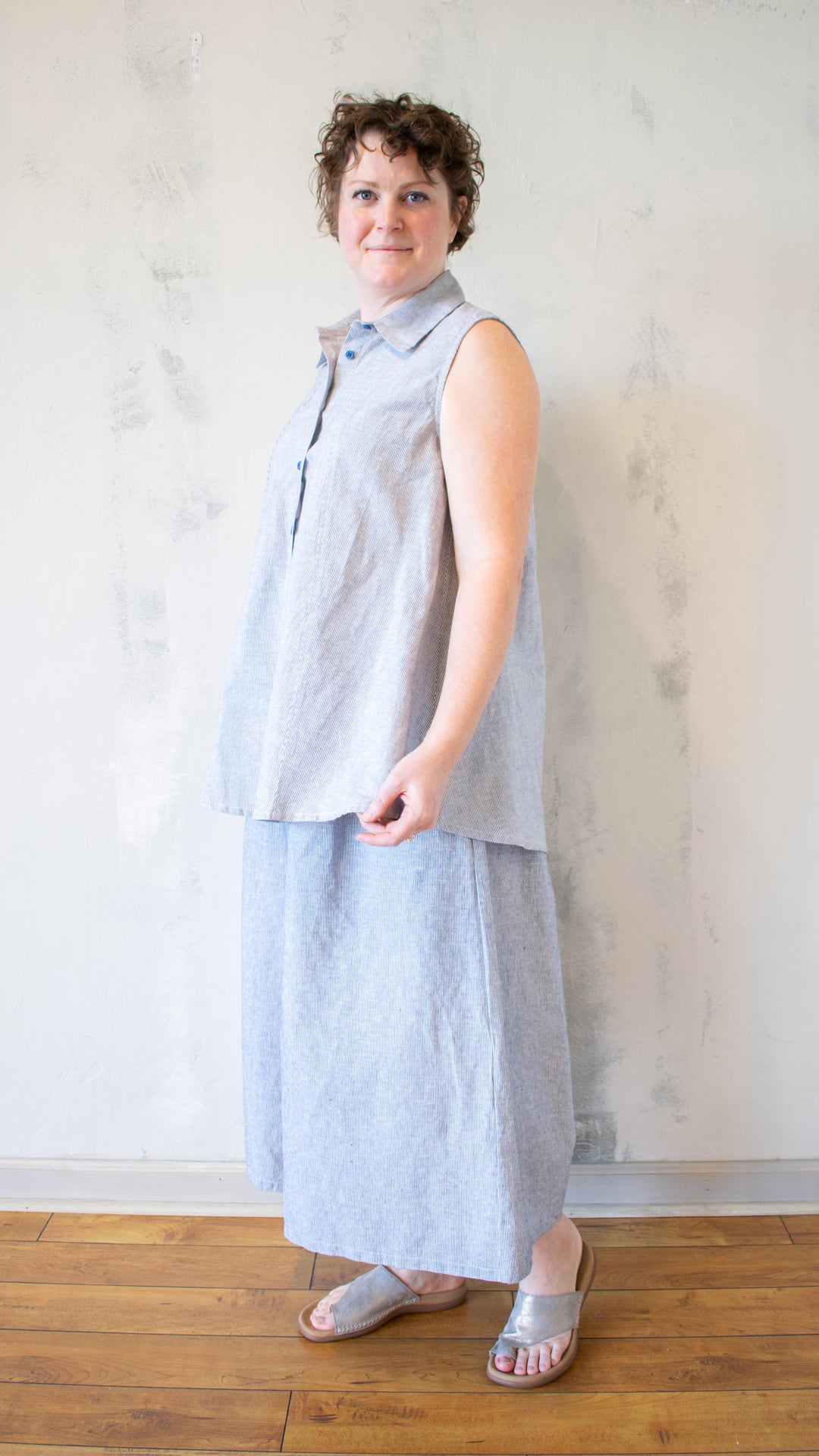 Micro-Striped Button-Up