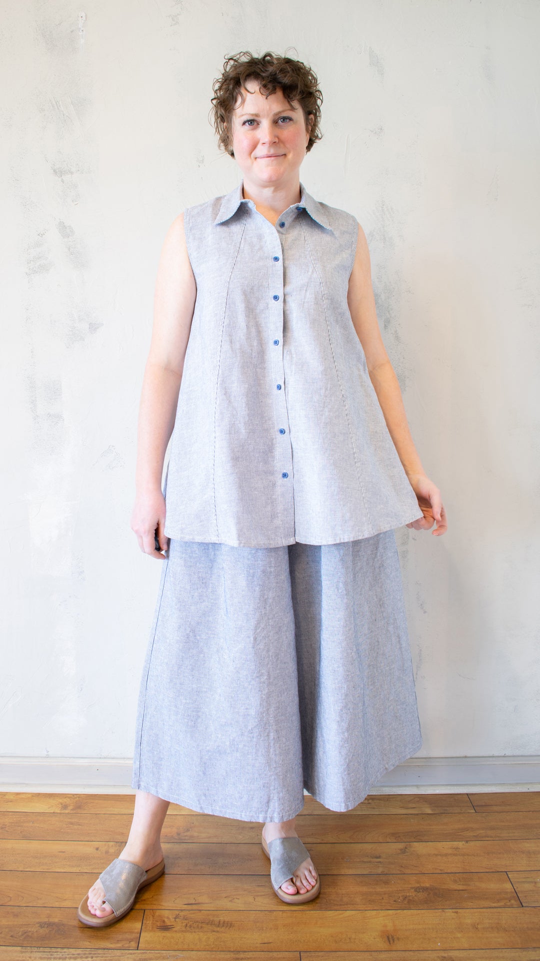 Micro-Striped Button-Up