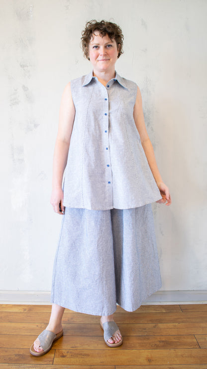 Micro-Striped Button-Up