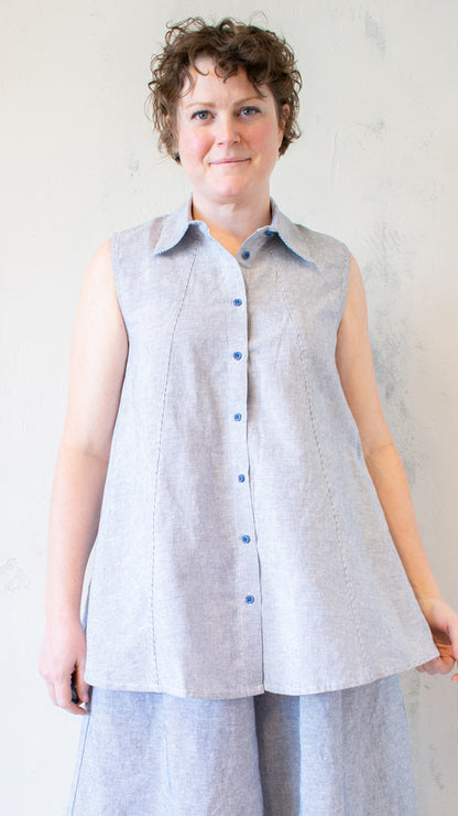 Micro-Striped Button-Up