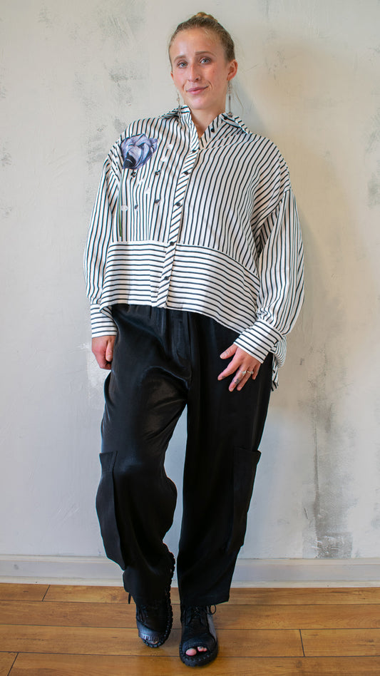 Printed Rose Button Down