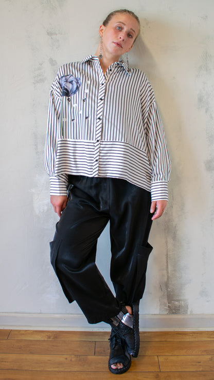 Printed Rose Button Down