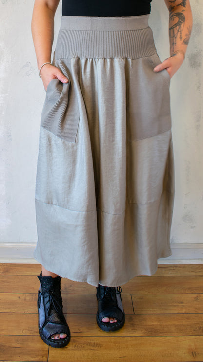 High Waist Sateen Skirt (Multiple Colors)