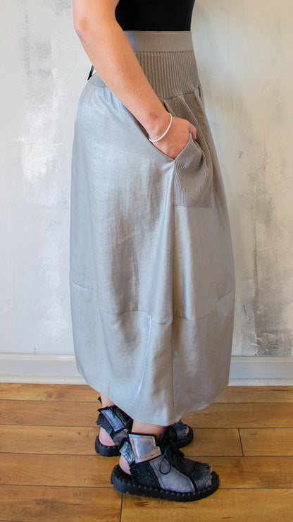 High Waist Sateen Skirt (Multiple Colors)