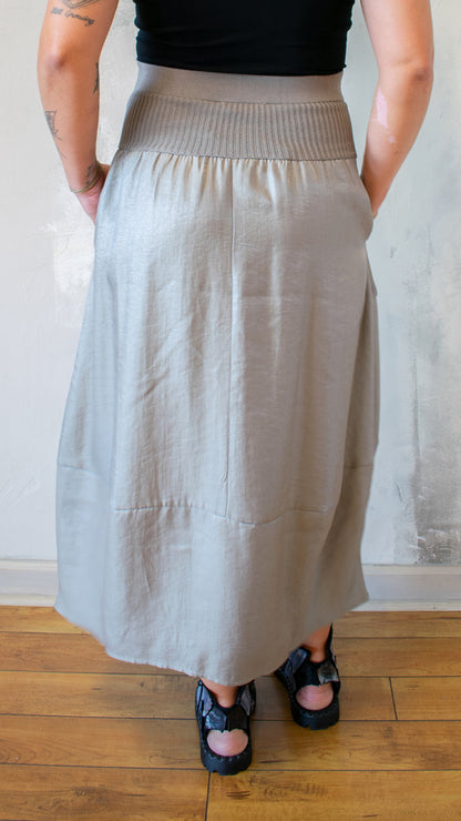 High Waist Sateen Skirt (Multiple Colors)