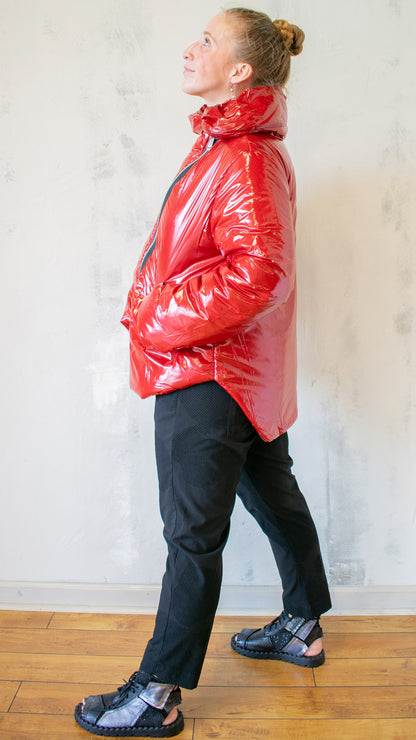 Deep Red Puffer Coat