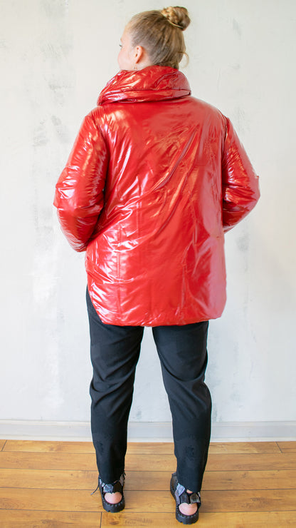 Deep Red Puffer Coat