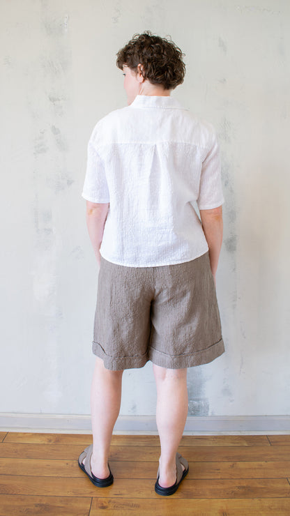 Embroidered Linen Button Up