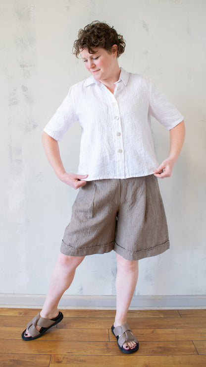 Embroidered Linen Button Up