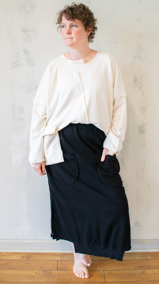 Straight Cotton Fleece Skirt