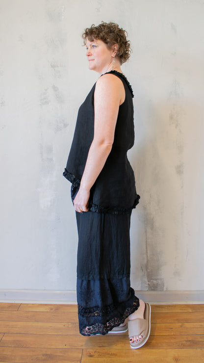 Ruffle Hem Tank in Black