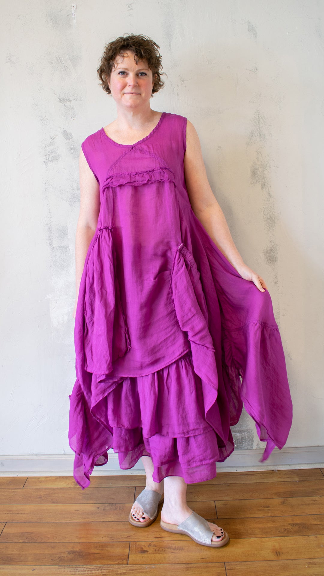 Petal Layer Tunic in Fuchsia