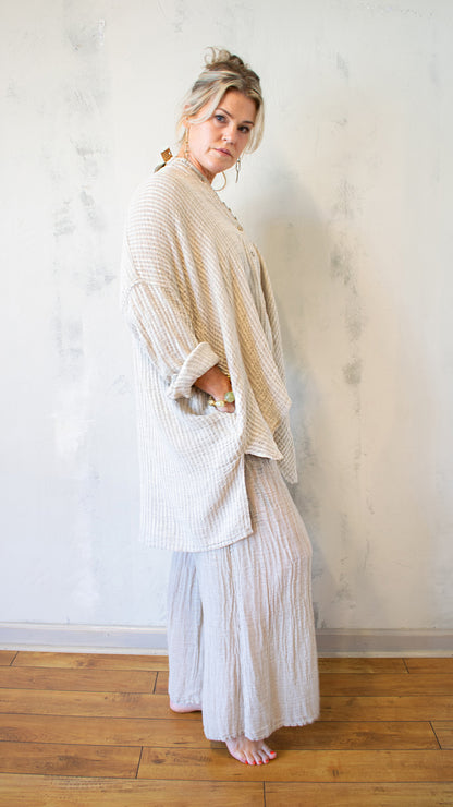Camicia Riccione; Tela Uffizi in Naturale Stripe