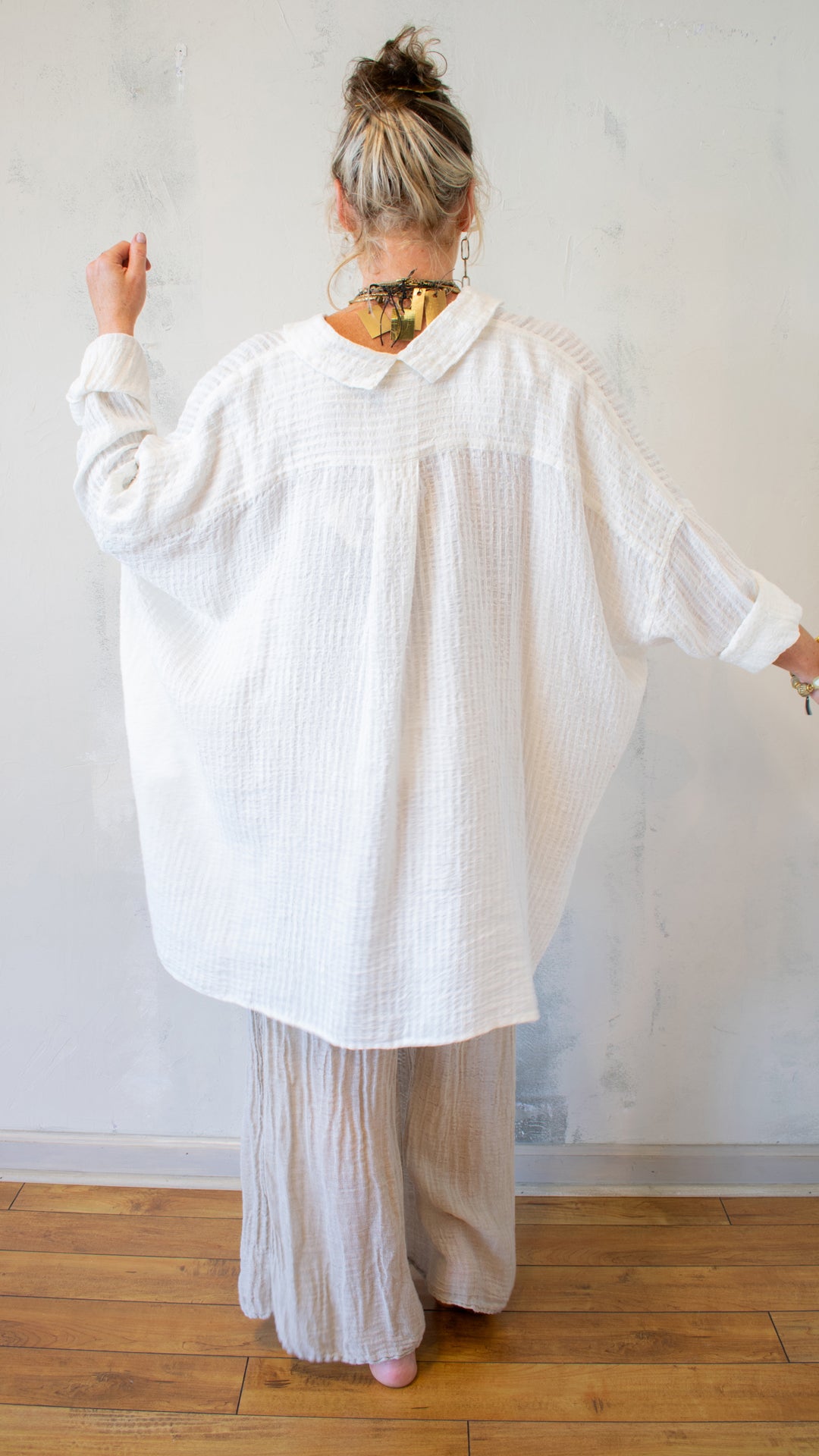 Camicia Riccione; Tela Uffizi in Latte Stripe