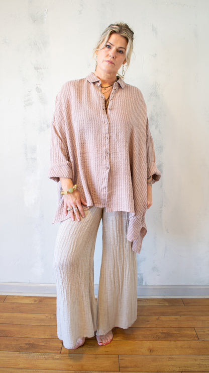 Camicia Riccione; Tela Uffizi in Cipria Stripe