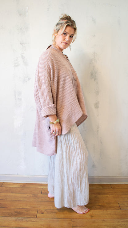 Camicia Riccione; Tela Uffizi in Cipria Stripe