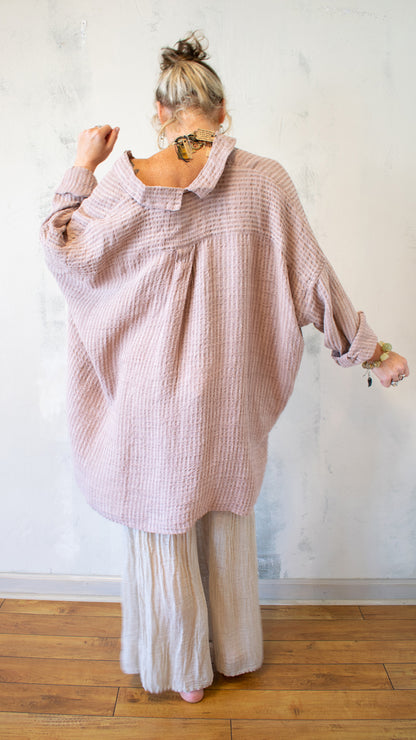 Camicia Riccione; Tela Uffizi in Cipria Stripe