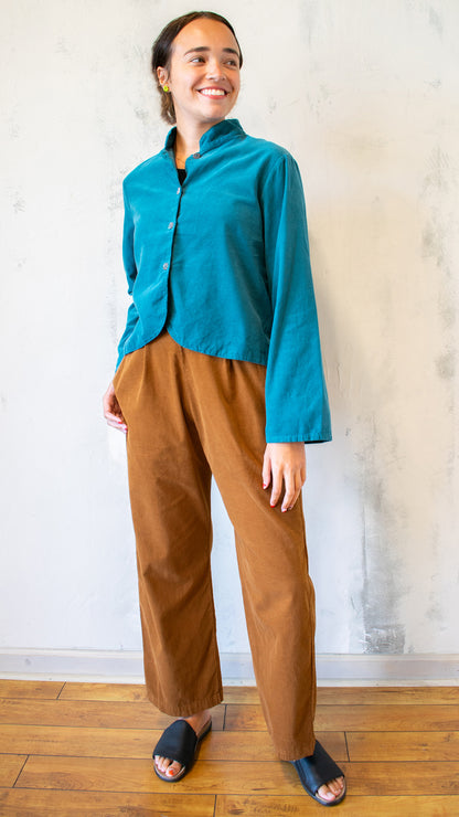 Crop Mandarin Jacket in Pinwale Corduroy (Multiple Colors)