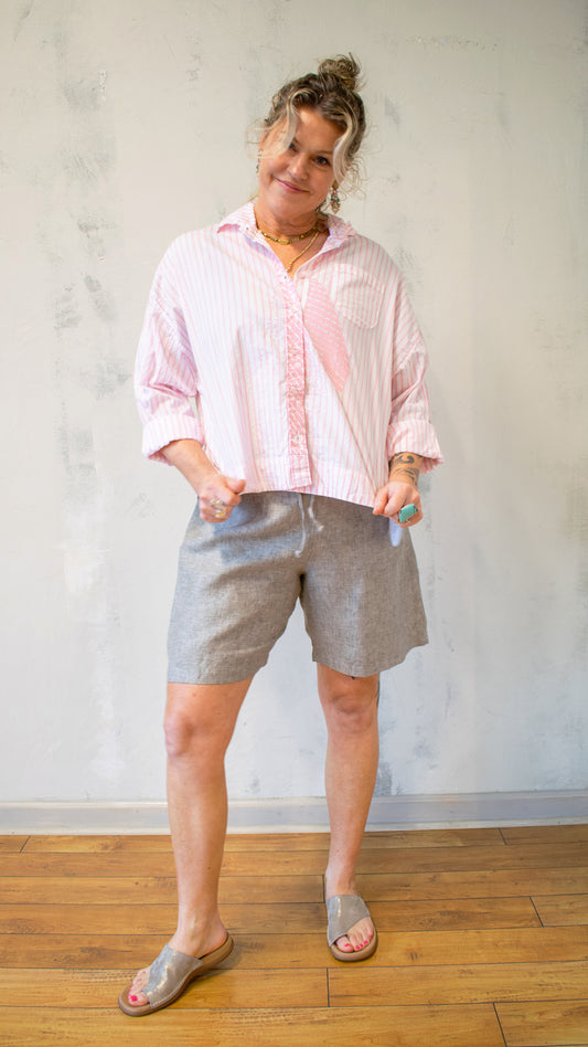 LO Top in Pink Stripe Tie