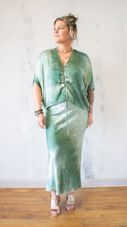 Long Bias Skirt in Verde