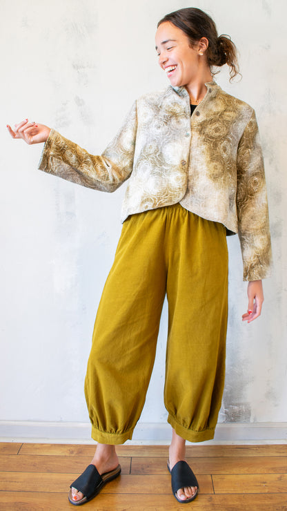 Crop Mandarin Jacket in Oliva