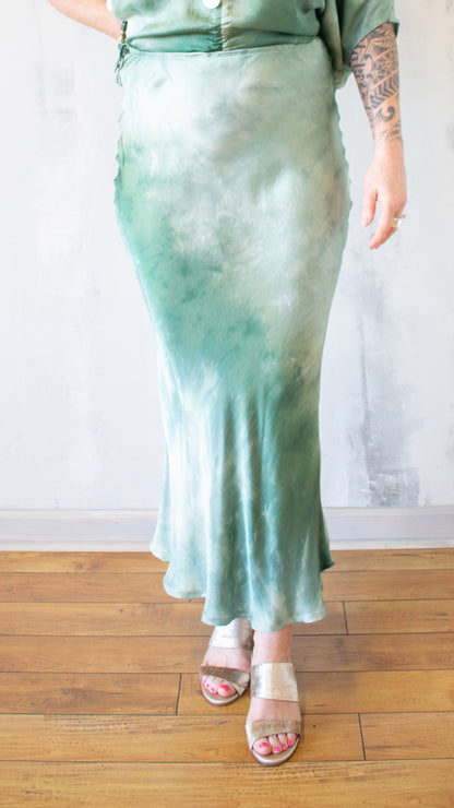 Long Bias Skirt in Verde