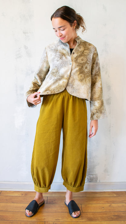 Crop Mandarin Jacket in Oliva