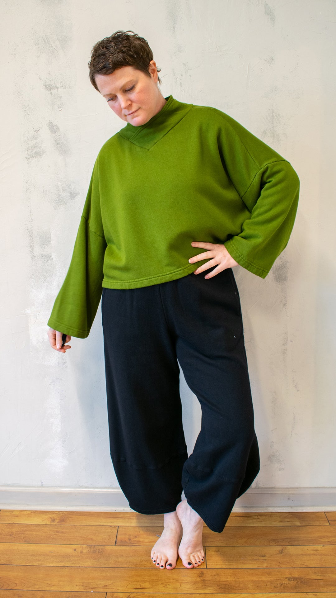 Crop V-Neck Fleece (Multiple Colors)