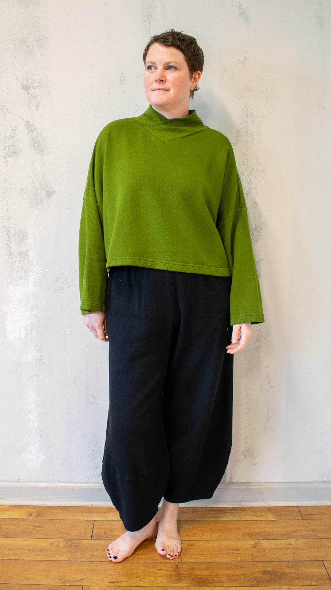 Crop V-Neck Fleece (Multiple Colors)