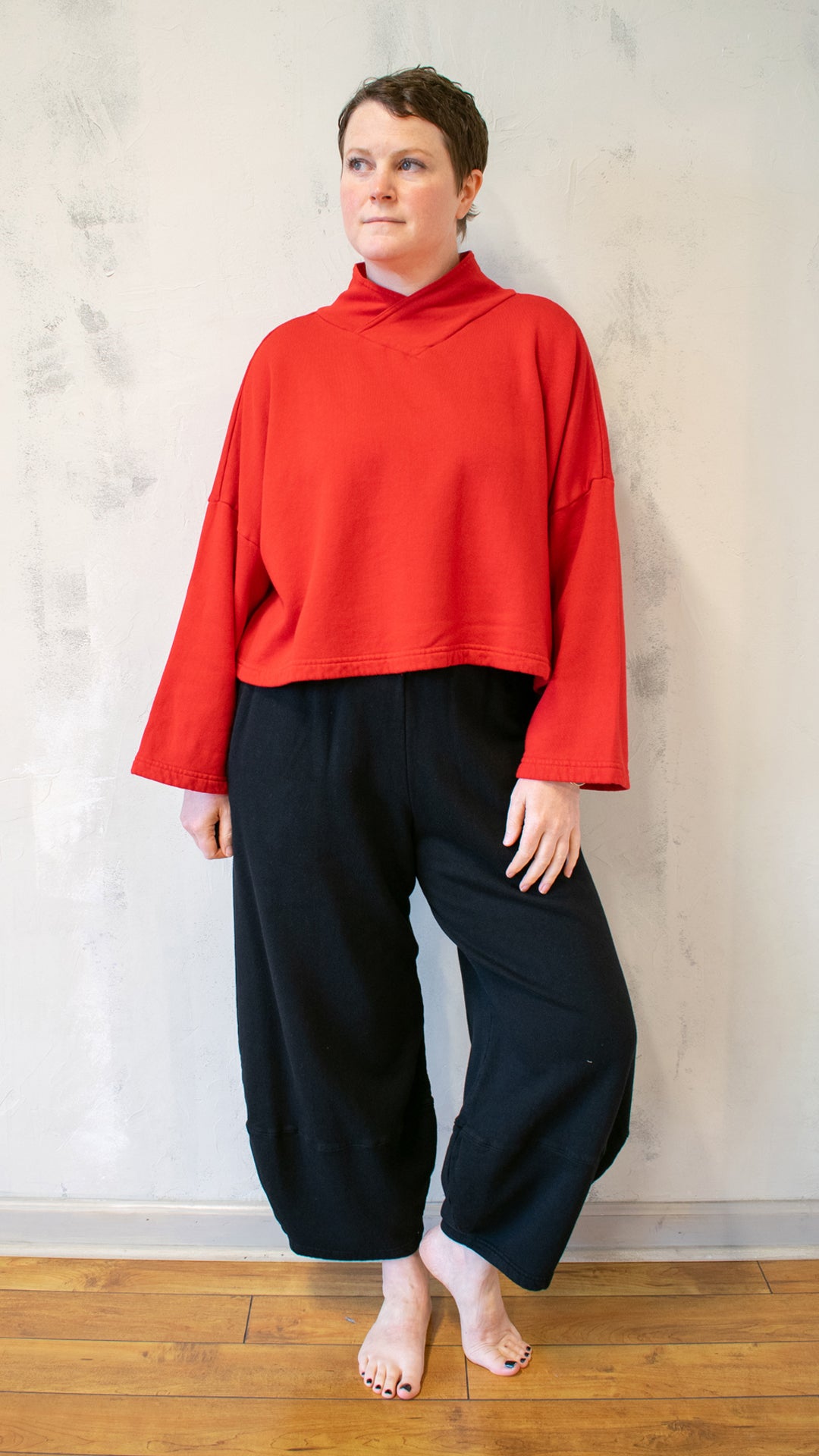 Crop V-Neck Fleece (Multiple Colors)