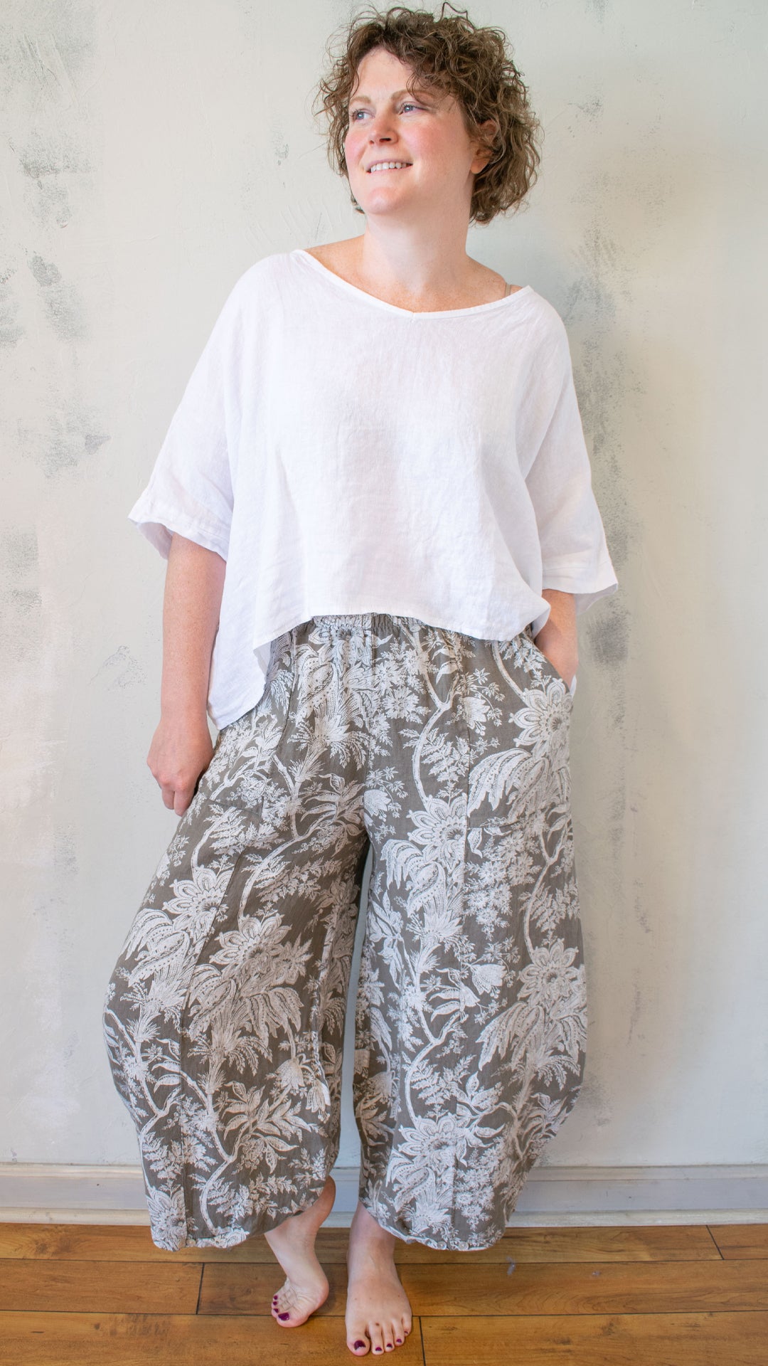 Botanical Toile Print Lantern Pant