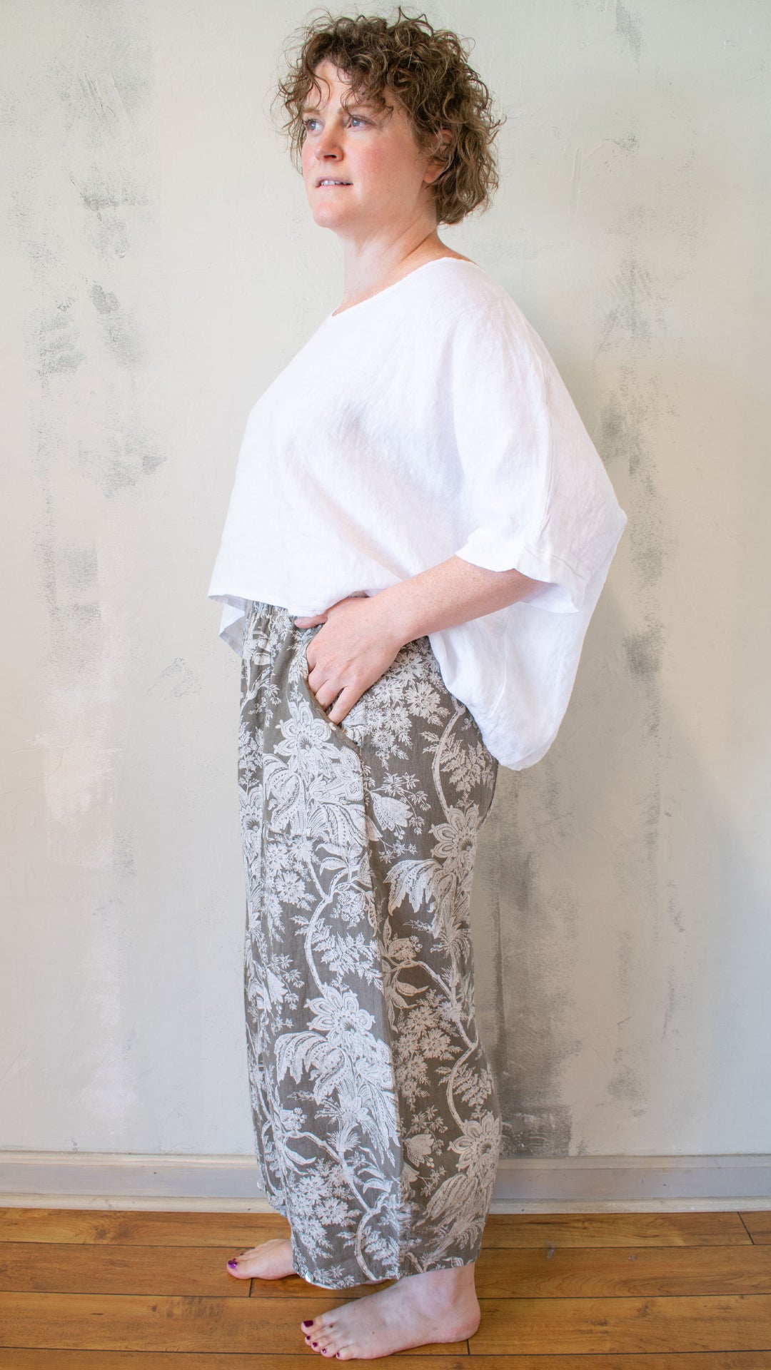 Botanical Toile Print Lantern Pant