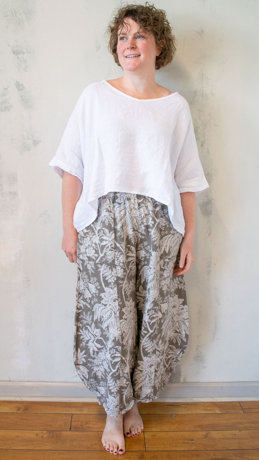 Botanical Toile Print Lantern Pant