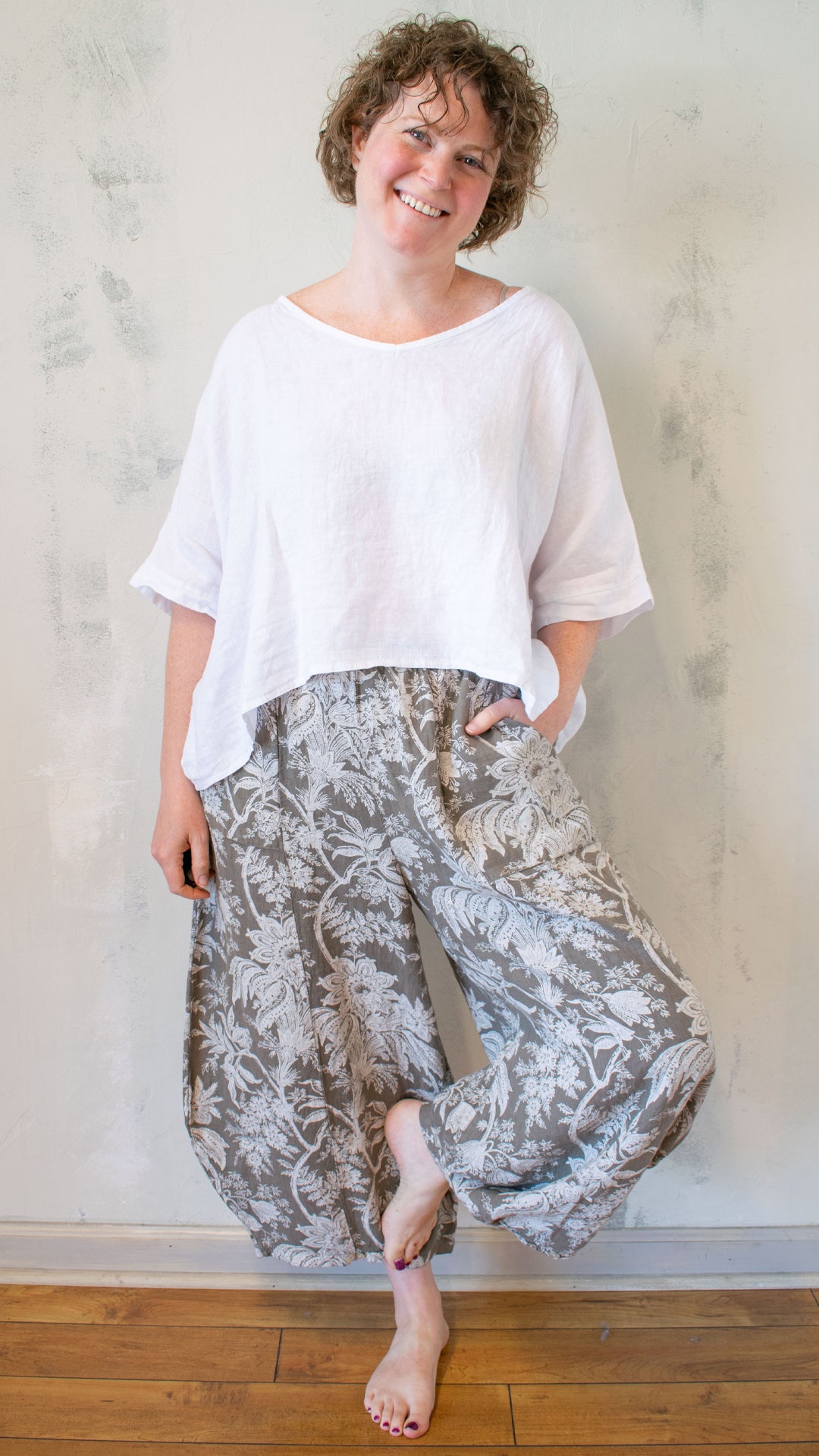 Botanical Toile Print Lantern Pant